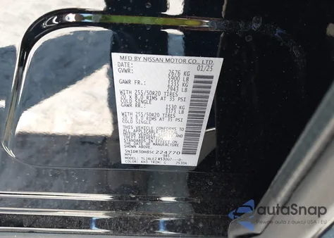 2025 Nissan Pathfinder Platinum Fwd from USA, damaged, VIN 5N1DR3DH8SC224770